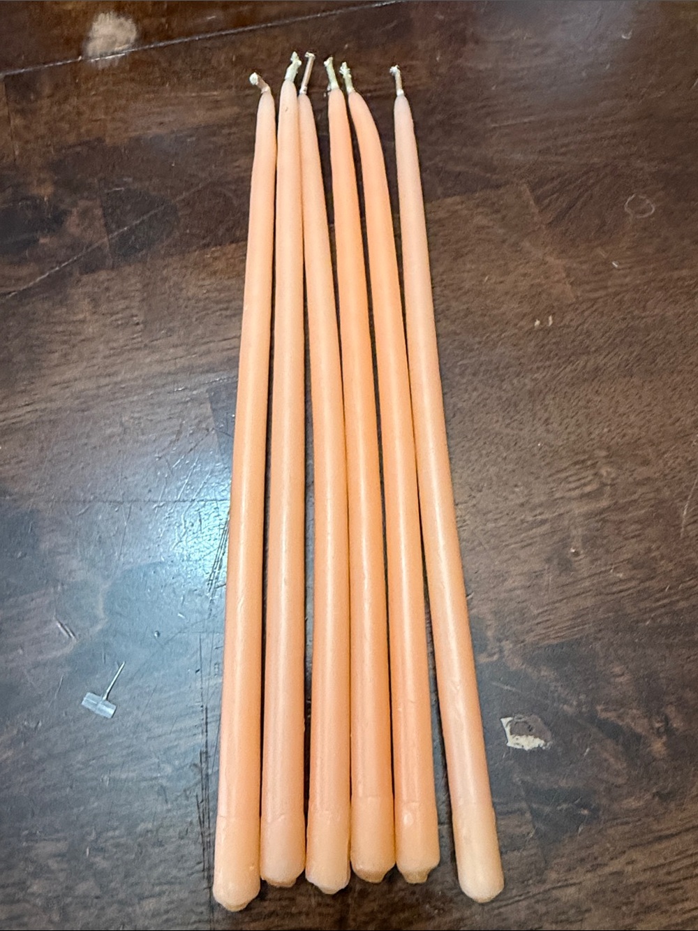 Set of 6 Peach Dinner Taper Candles for Events & Dining vintage dinner table can